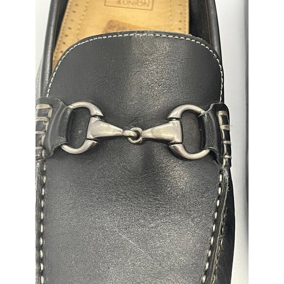 14th & Union Men's Black Leather Loafers Size 10.5 Brazil - Picture 8 of 9